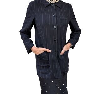 Vintage MaxMara Made in Italy Indispensabile Pinstripe Blazer Black Size 2